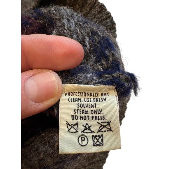 Vtg Eddie Bauer Sweater Mens Large Gray Fair Isle Wool Knit Nordic Crewneck Y2K - Picture 6 of 9